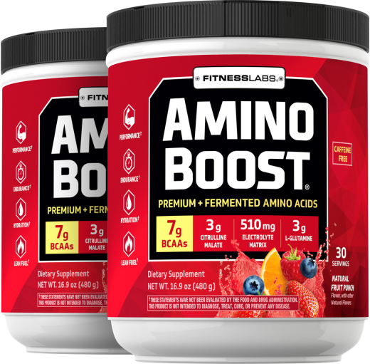 Amino Boost BCAA Powder (Natural Fruit Punch), 16.9 oz (480 g) Bottle, 2 Bottles