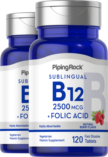 B12 2500 mcg + Folic Acid 400 mcg, 120 Fast Dissolve Tablets, 2 Bottles