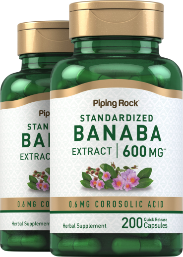 Banaba Extract (0.6 mg Corosolic Acid), 600 mg, 200 Quick Release Capsules, 2  Bottles
