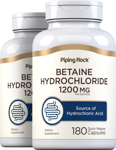 Betaine HCl, 1200 mg, 180 Quick Release Capsules, 2  Bottles