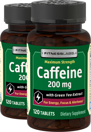 Caffeine 200 mg with Green Tea Extract, 120 Tablets, 2 Bottles