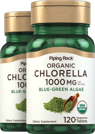 Chlorella (Organic), 1000 mg, 120 Vegetarian Tablets, 2  Bottles