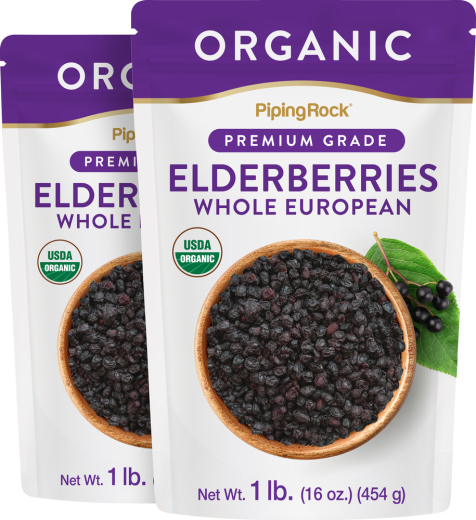 Elderberries Whole European (Organic), 1 lb (454 g) Bag, 2  Bags