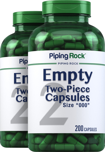 Empty Capsules Size "000", 200 Quick Release Capsules, 2  Bottles