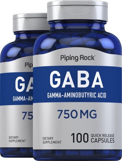 GABA (Gamma-Aminobutyric Acid), 750 mg, 100 Quick Release Capsules, 2  Bottles