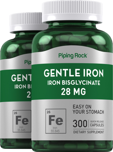 Gentle Iron (Iron Bisglycinate), 28 mg, 300 Quick Release Capsules, 2  Bottles