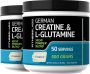 German Creatine Monohydrate (Creapure) & L-Glutamine Powder (50:50 Blend), 10 grams (per serving), 1.1 lb (500 g) Bottle, 2  Bottles