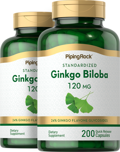 Ginkgo Biloba Standardized Extract, 120 mg, 200 Quick Release Capsules, 2 Bottles