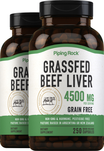 Grass Fed Beef Liver, 4500 mg, 250 Quick Release Capsules, 2  Bottles