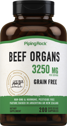 Grass Fed Beef Organs, 3250 mg, 200 Quick Release Capsules