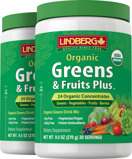 Greens & Fruits Plus Organic, 9.5 oz (270 g) Bottle, 2 Bottles