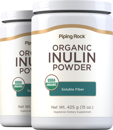 Inulin Prebiotic FOS Powder (Organic), 15 oz (425 g) Bottles, 2  Bottles