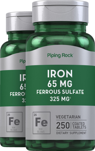 Iron Ferrous Sulfate, 65 mg, 250 Coated Tablets, 2 Bottles