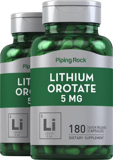 Lithium Orotate, 5 mg, 180 Quick Release Capsules, 2  Bottles