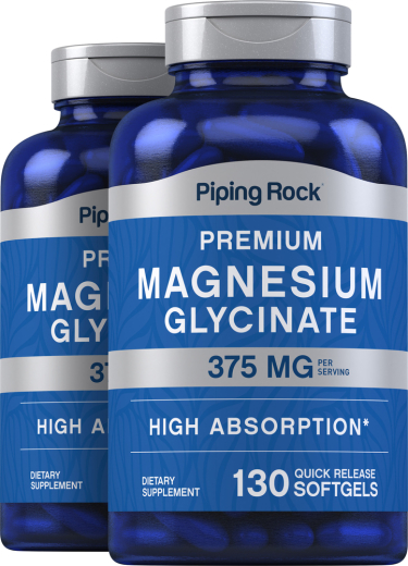 Magnesium Glycinate, 375 mg, 130 Quick Release Softgels, 2 Bottles