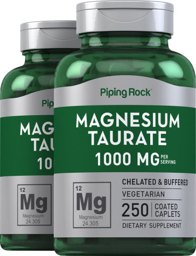 Magnesium Taurate, 1000 mg, 250 Coated Caplets, 2  Bottles