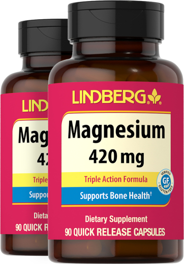 Magnesium (Triple-Action), 420 mg, 90 Quick Release Capsules, 2 Bottles