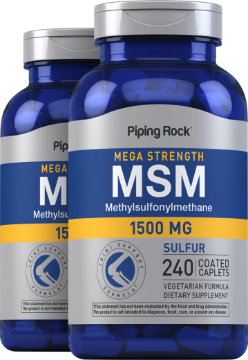 Mega MSM + Sulfur, 1500 mg, 240 Coated Caplets, 2  Bottles