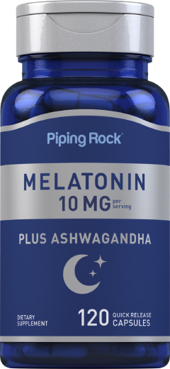 Melatonin Plus Ashwagandha, 10 mg, 120 Quick Release Capsules