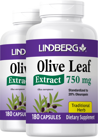 Olive Leaf Standardized Extract, 750 mg, 180 Capsules, 2  Bottles