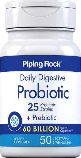 Probiotic 25 Strains 60 Billion Organisms plus Prebiotic, 50 Vegetarian Capsules