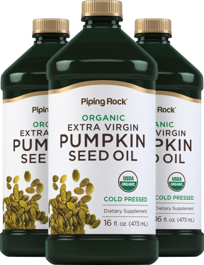 Pumpkin Seed Oil Cold Pressed (Organic), 16 fl oz (473 mL) Bottles, 3  Bottles