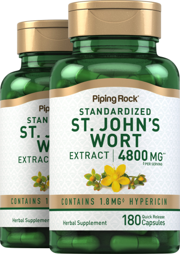 St. John's Wort 1.8% hypericin (Standardized Extract), 4800 mg, 180 Quick Release Capsules, 2  Bottles