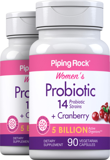 Women’s Probiotic 14 Strains 5 Billion Organisms plus Cranberry, 90 Vegetarian Capsules, 2  Bottles